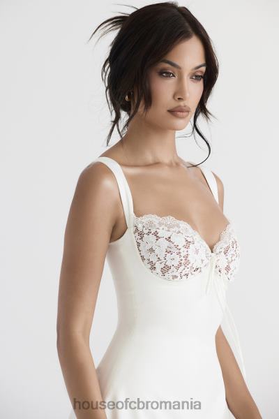 îmbrăcăminte House of CB rochie mini adriana ivory satin si dantela X4F68398