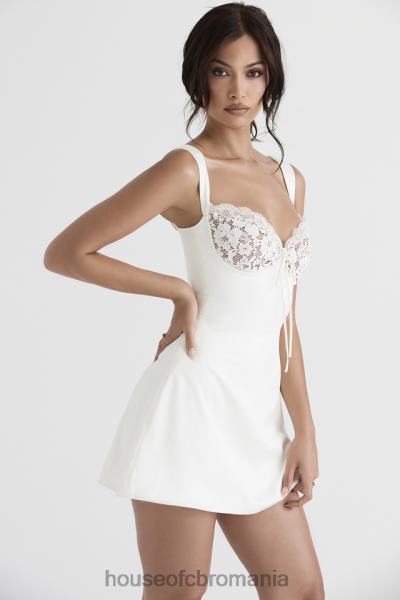 îmbrăcăminte House of CB rochie mini adriana ivory satin si dantela X4F68398