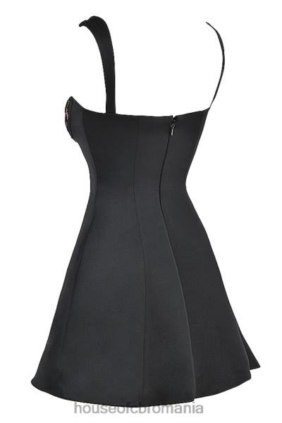 îmbrăcăminte House of CB rochie mini adriana neagra din satin si dantela X4F68385