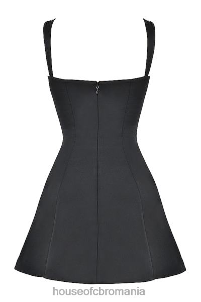 îmbrăcăminte House of CB rochie mini adriana neagra din satin si dantela X4F68385