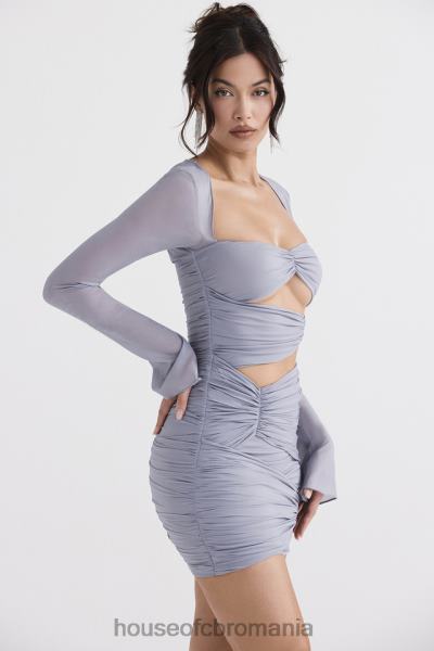 îmbrăcăminte House of CB rochie mini camille gri porumbel din matase adevarata X4F68321