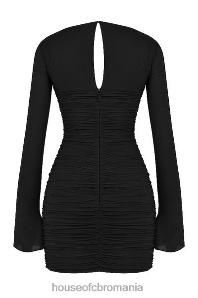 îmbrăcăminte House of CB rochie mini camille neagra din matase adevarata decupaj X4F68491