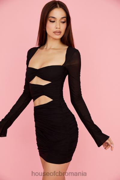 îmbrăcăminte House of CB rochie mini camille neagra din matase adevarata decupaj X4F68491
