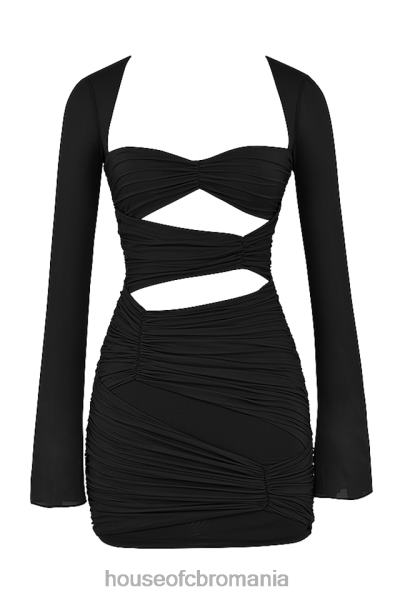 îmbrăcăminte House of CB rochie mini camille neagra din matase adevarata decupaj X4F68491