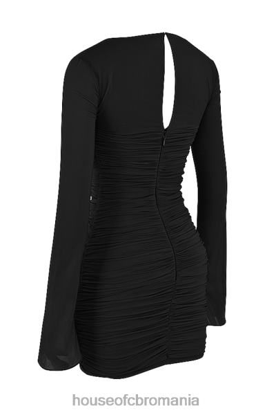 îmbrăcăminte House of CB rochie mini camille neagra din matase adevarata decupaj X4F68491