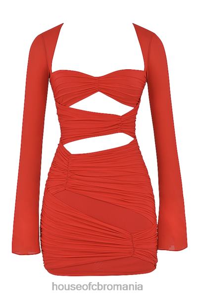 îmbrăcăminte House of CB rochie mini camille stacojiu din matase reala decupaj X4F68499