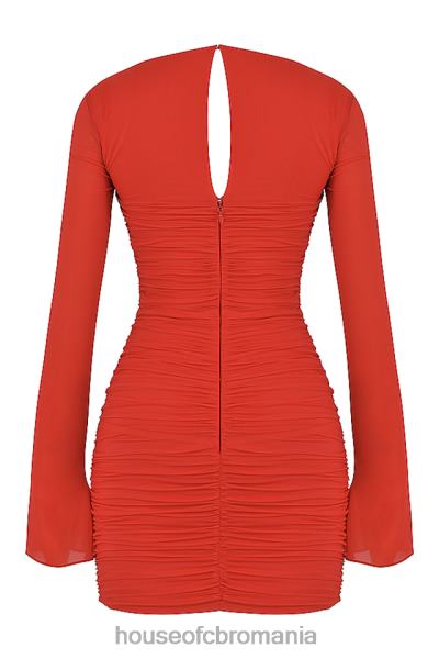 îmbrăcăminte House of CB rochie mini camille stacojiu din matase reala decupaj X4F68499