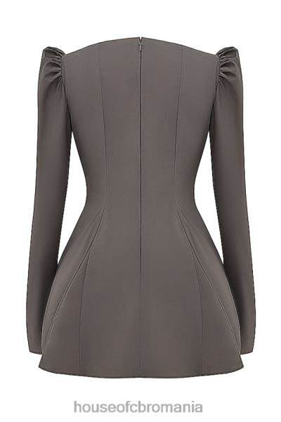 îmbrăcăminte House of CB rochie mini carlina mocha cu maneca lunga X4F68207