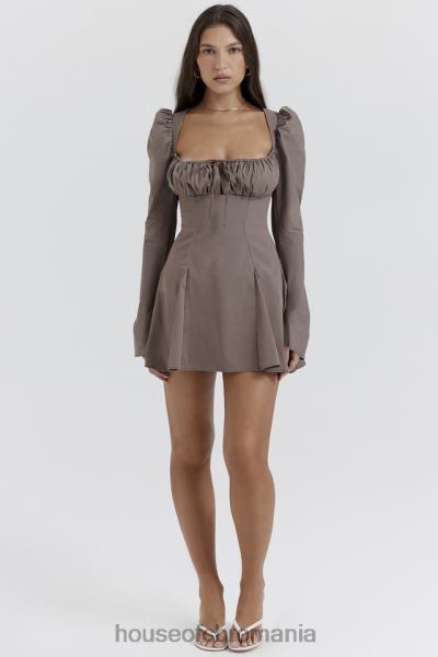 îmbrăcăminte House of CB rochie mini carlina mocha cu maneca lunga X4F68207