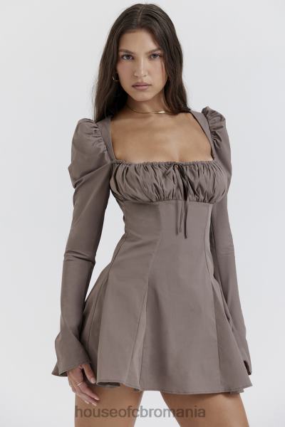 îmbrăcăminte House of CB rochie mini carlina mocha cu maneca lunga X4F68207