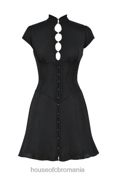 îmbrăcăminte House of CB rochie mini corset canelat din satin negru carmina X4F68493