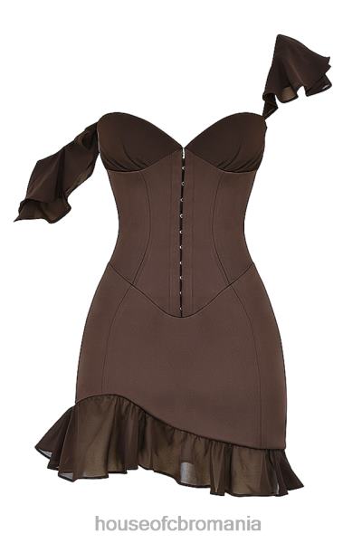 îmbrăcăminte House of CB rochie mini corset cu volane espresso dionne X4F68416