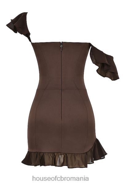 îmbrăcăminte House of CB rochie mini corset cu volane espresso dionne X4F68416