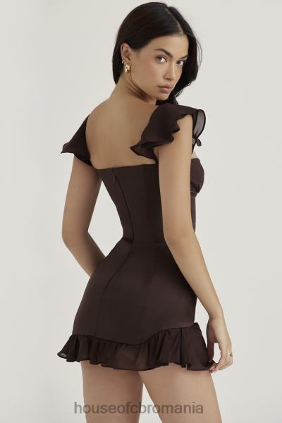 îmbrăcăminte House of CB rochie mini corset cu volane espresso dionne X4F68416