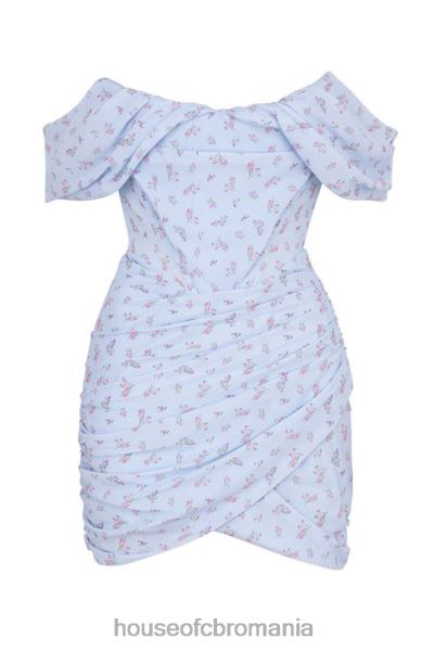 îmbrăcăminte House of CB rochie mini corset drapat floral albastru luna X4F68609