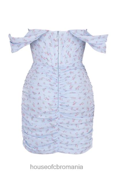 îmbrăcăminte House of CB rochie mini corset drapat floral albastru luna X4F68609