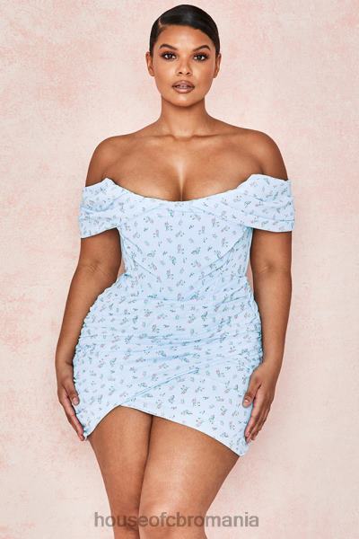 îmbrăcăminte House of CB rochie mini corset drapat floral albastru luna X4F68609