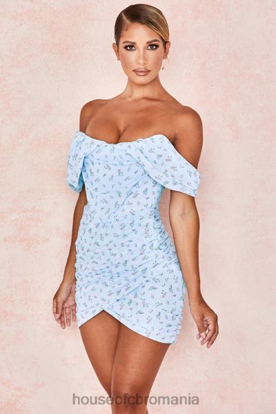 îmbrăcăminte House of CB rochie mini corset drapat floral albastru luna X4F68609