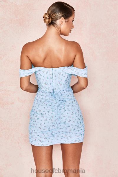 îmbrăcăminte House of CB rochie mini corset drapat floral albastru luna X4F68609