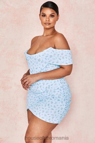 îmbrăcăminte House of CB rochie mini corset drapat floral albastru luna X4F68609