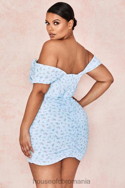 îmbrăcăminte House of CB rochie mini corset drapat floral albastru luna X4F68609