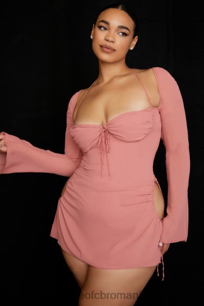 îmbrăcăminte House of CB rochie mini cu capul din sifon roz bebelus X4F68524