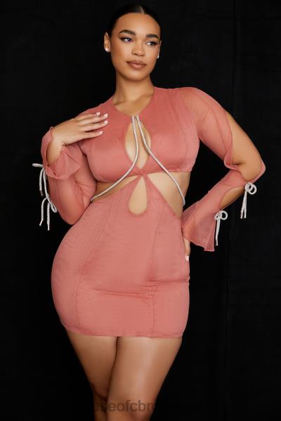 îmbrăcăminte House of CB rochie mini cu decupaj cu decupaje cu cristale de trandafir miranda X4F68511