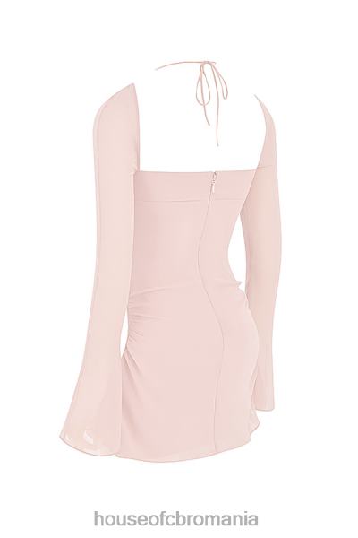îmbrăcăminte House of CB rochie mini cu decupaj șifon cuarț roz bebeluș X4F68400