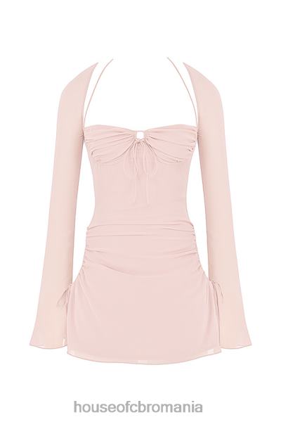 îmbrăcăminte House of CB rochie mini cu decupaj șifon cuarț roz bebeluș X4F68400