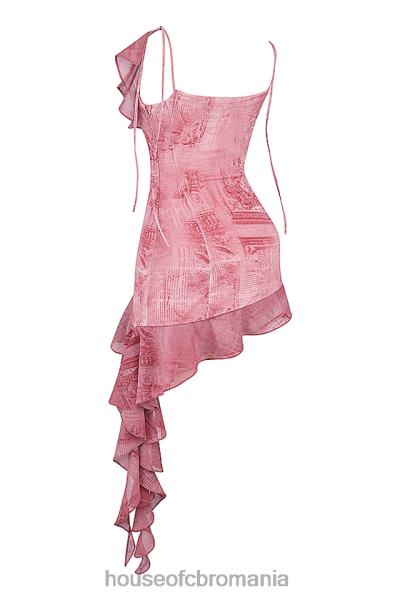 îmbrăcăminte House of CB rochie mini cu volane cu imprimeu roz lyrah X4F68140
