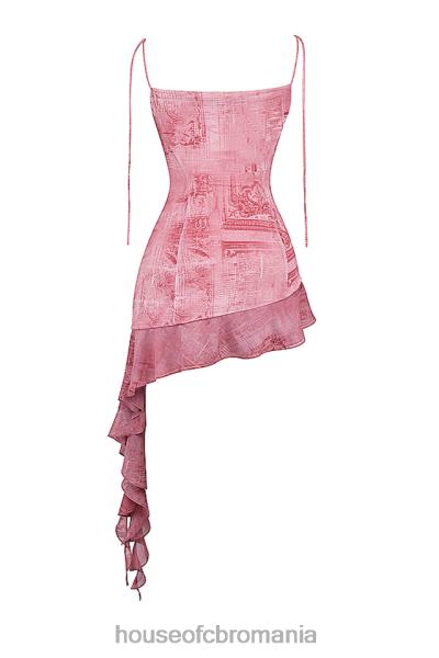 îmbrăcăminte House of CB rochie mini cu volane cu imprimeu roz lyrah X4F68140