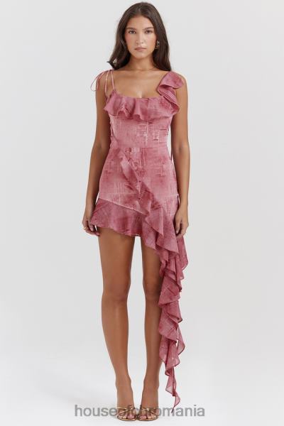 îmbrăcăminte House of CB rochie mini cu volane cu imprimeu roz lyrah X4F68140