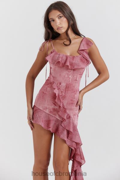 îmbrăcăminte House of CB rochie mini cu volane cu imprimeu roz lyrah X4F68140