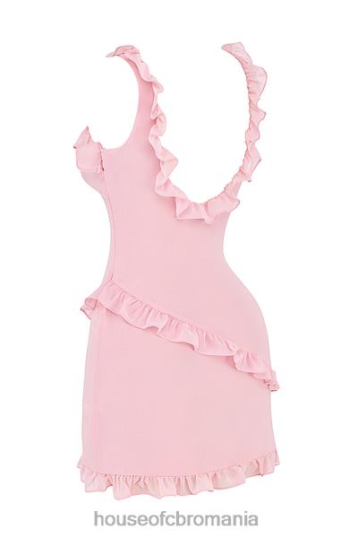 îmbrăcăminte House of CB rochie mini cu volane cuart roz tania X4F68411