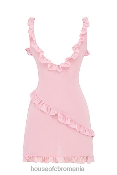 îmbrăcăminte House of CB rochie mini cu volane cuart roz tania X4F68411