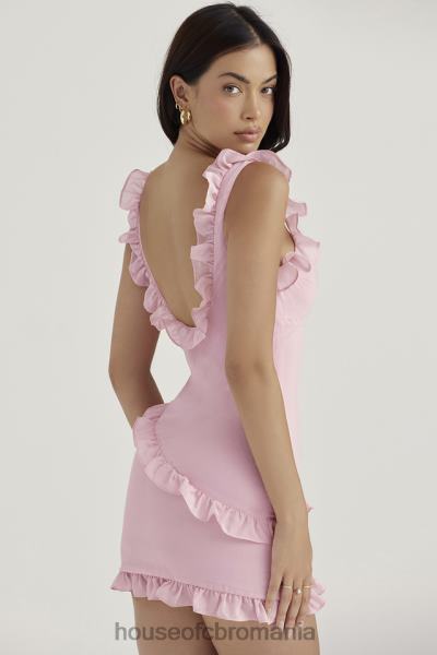 îmbrăcăminte House of CB rochie mini cu volane cuart roz tania X4F68411
