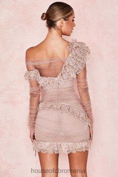 îmbrăcăminte House of CB rochie mini cu volane din dantela sorrel blush X4F68632