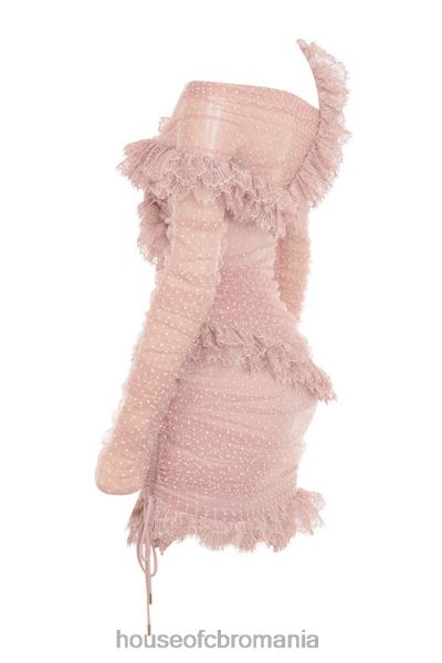 îmbrăcăminte House of CB rochie mini cu volane din dantela sorrel blush X4F68632