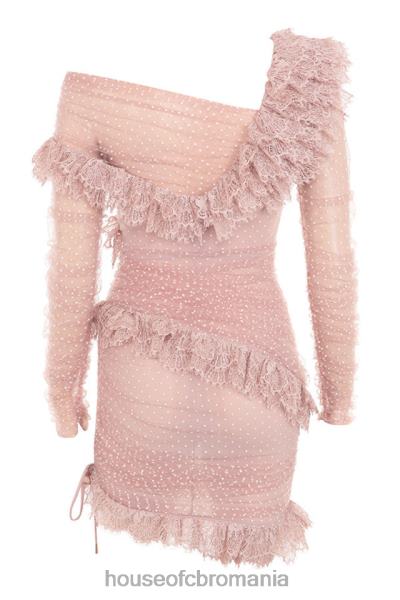 îmbrăcăminte House of CB rochie mini cu volane din dantela sorrel blush X4F68632