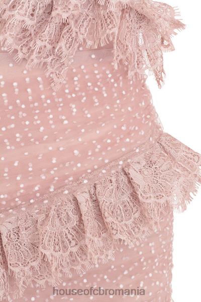 îmbrăcăminte House of CB rochie mini cu volane din dantela sorrel blush X4F68632