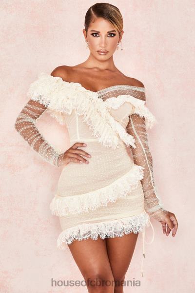 îmbrăcăminte House of CB rochie mini cu volane din dantela sorrel ivory X4F68620
