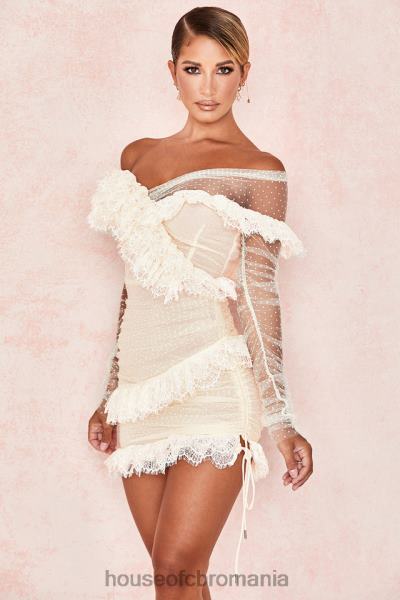îmbrăcăminte House of CB rochie mini cu volane din dantela sorrel ivory X4F68620