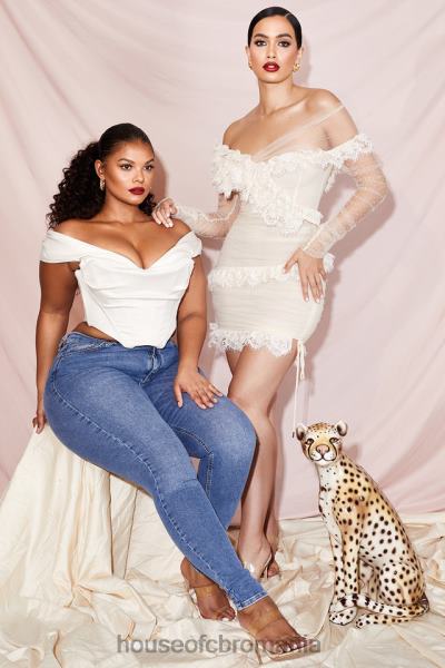 îmbrăcăminte House of CB rochie mini cu volane din dantela sorrel ivory X4F68620