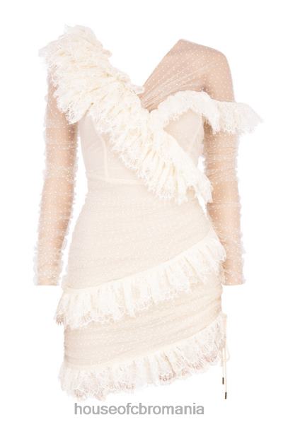 îmbrăcăminte House of CB rochie mini cu volane din dantela sorrel ivory X4F68620