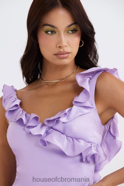 îmbrăcăminte House of CB rochie mini cu volane din satin tink orhidee X4F68461
