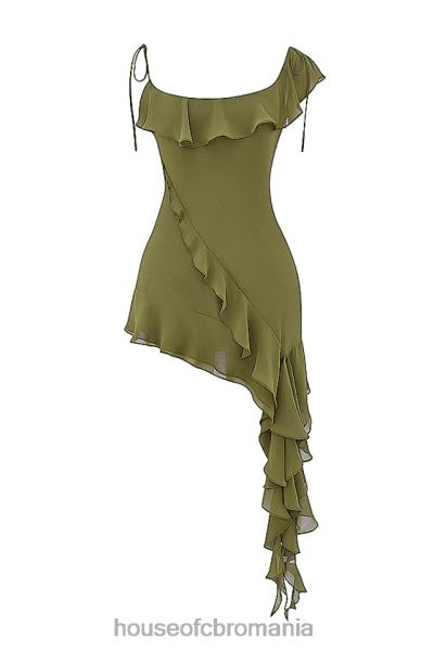 îmbrăcăminte House of CB rochie mini cu volane marcia olive X4F68173