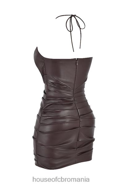 îmbrăcăminte House of CB rochie mini din piele vegana olivia bitter chocolate X4F68377