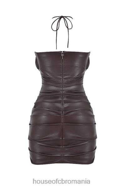 îmbrăcăminte House of CB rochie mini din piele vegana olivia bitter chocolate X4F68377