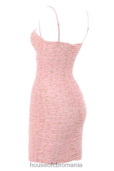 îmbrăcăminte House of CB rochie mini din plasă din organza cu volane, roz ella X4F68618