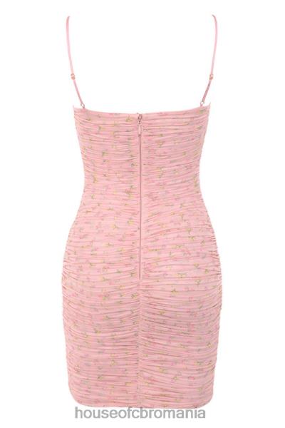 îmbrăcăminte House of CB rochie mini din plasă din organza cu volane, roz ella X4F68618